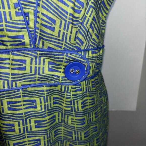 Metro Style Women’s 12 Knee Length Dress Abstract Sleeveless Blue Green - Picture 6 of 11